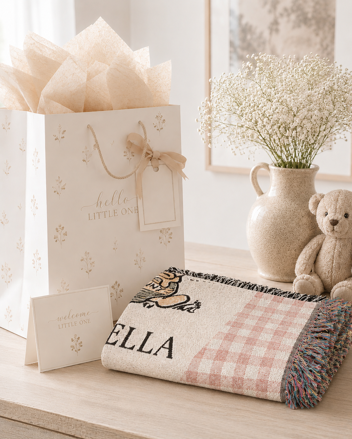 woven baby blanket for newborn girl baby shower gift from grandparents