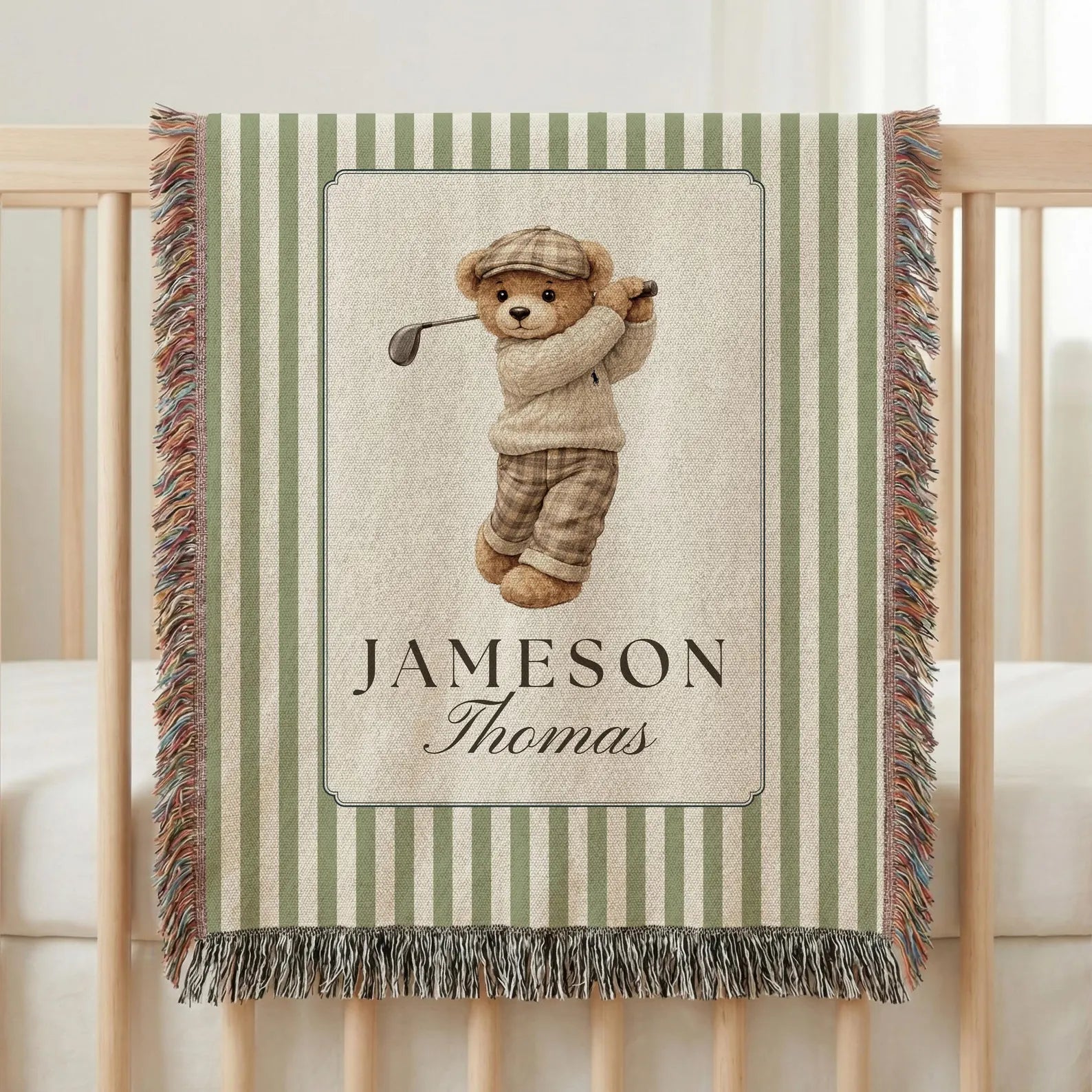 Personalized Boy Golf Nursery Blanket