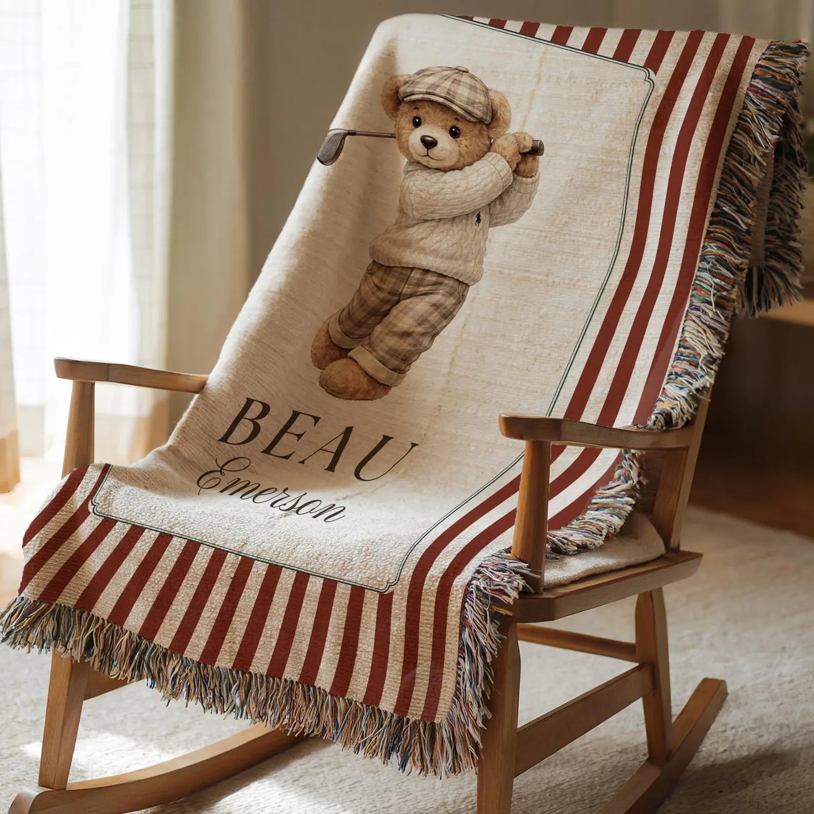 Personalized Boy Golf Nursery Blanket