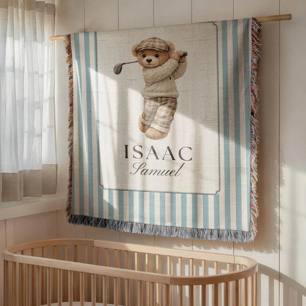 Personalized Boy Golf Nursery Blanket