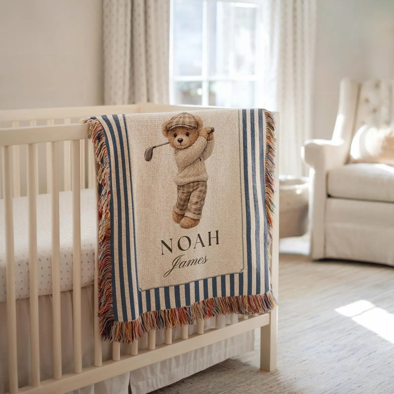 Personalized Boy Golf Nursery Blanket