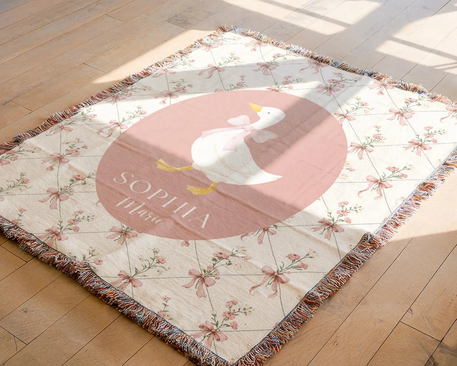 Personalized Baby Girl Goose Blanket