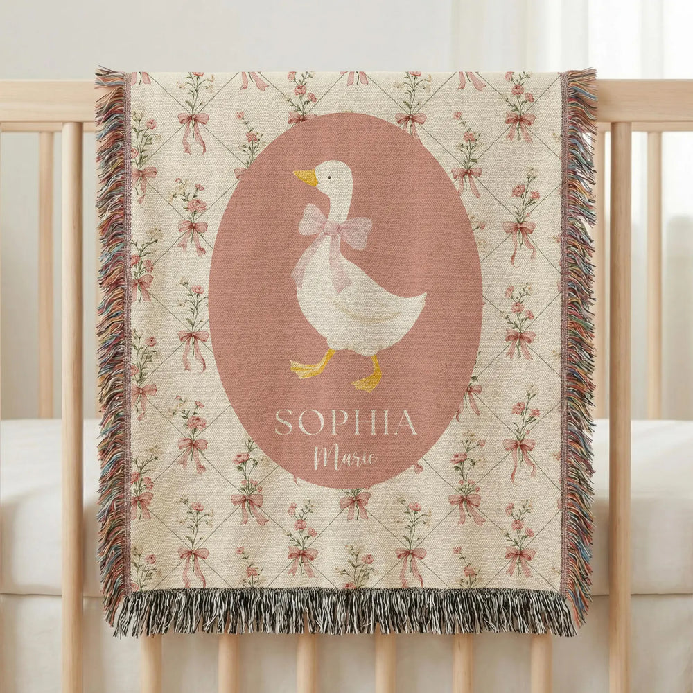 Personalized Baby Girl Goose Blanket | Coquette Girl Nursery Theme