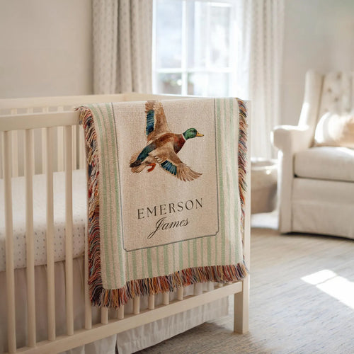 Custom Vintage Mallard Duck Baby Blanket