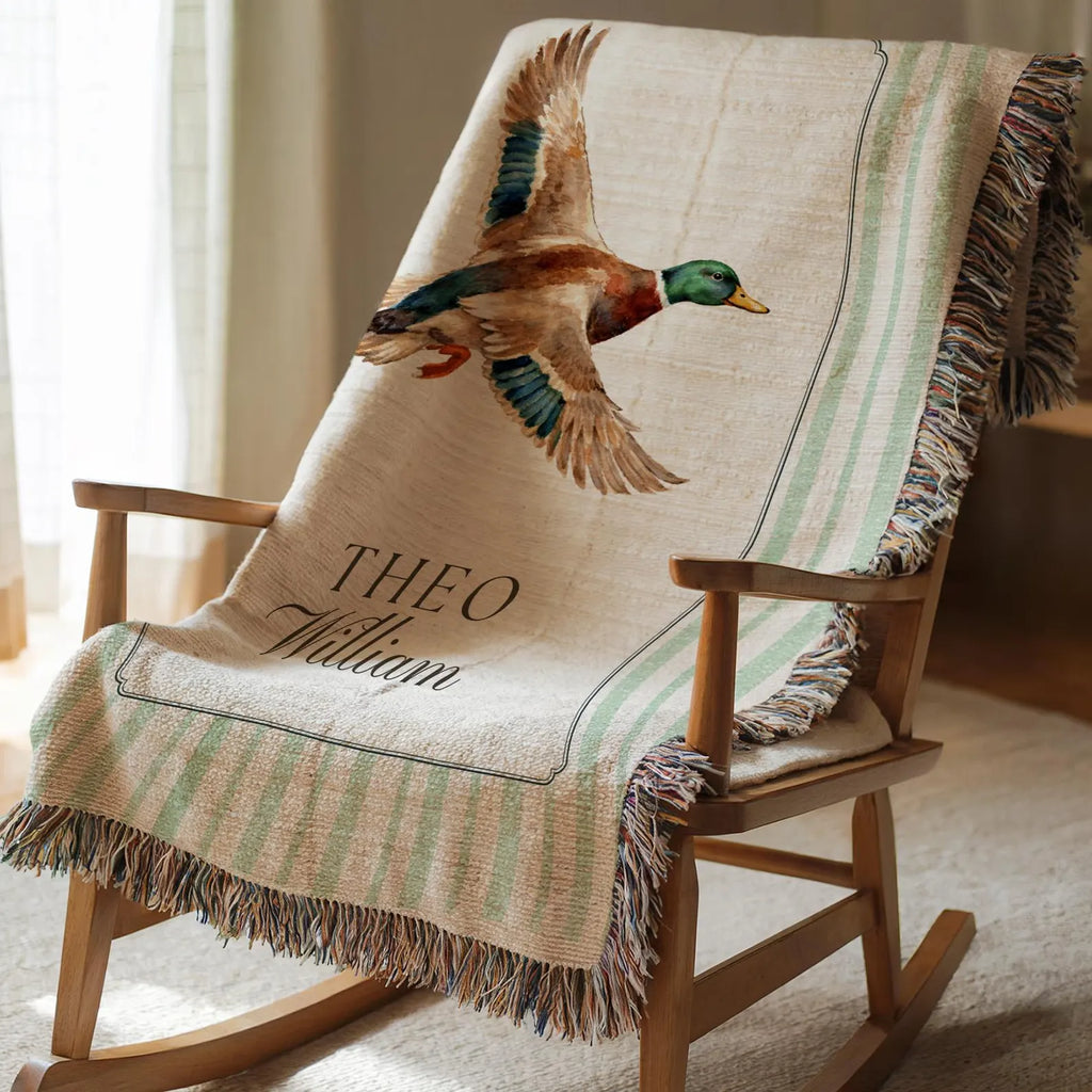 Custom Vintage Mallard Duck Baby Blanket
