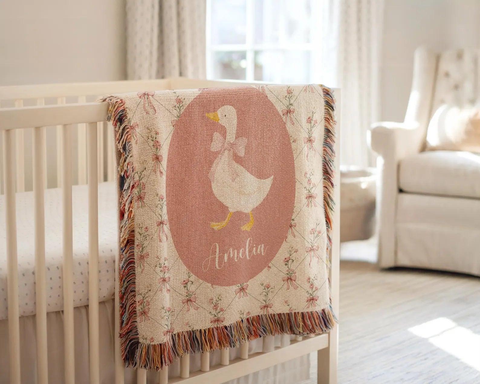 Personalized Baby Girl Goose Blanket