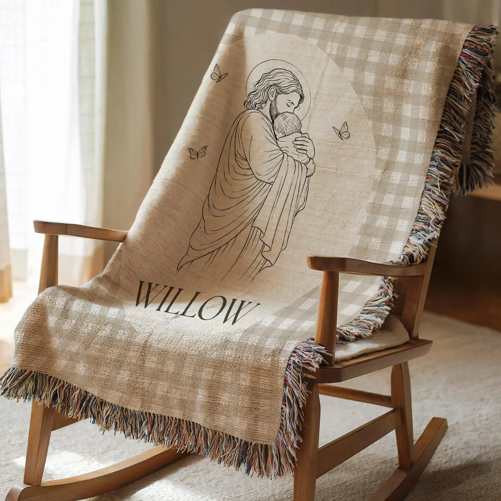 Personalized Jesus Baby Blanket | Christian Baptism Gift for Baby