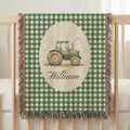 Custom Tractor Baby Blanket | Woven Cotton Newborn Blanket