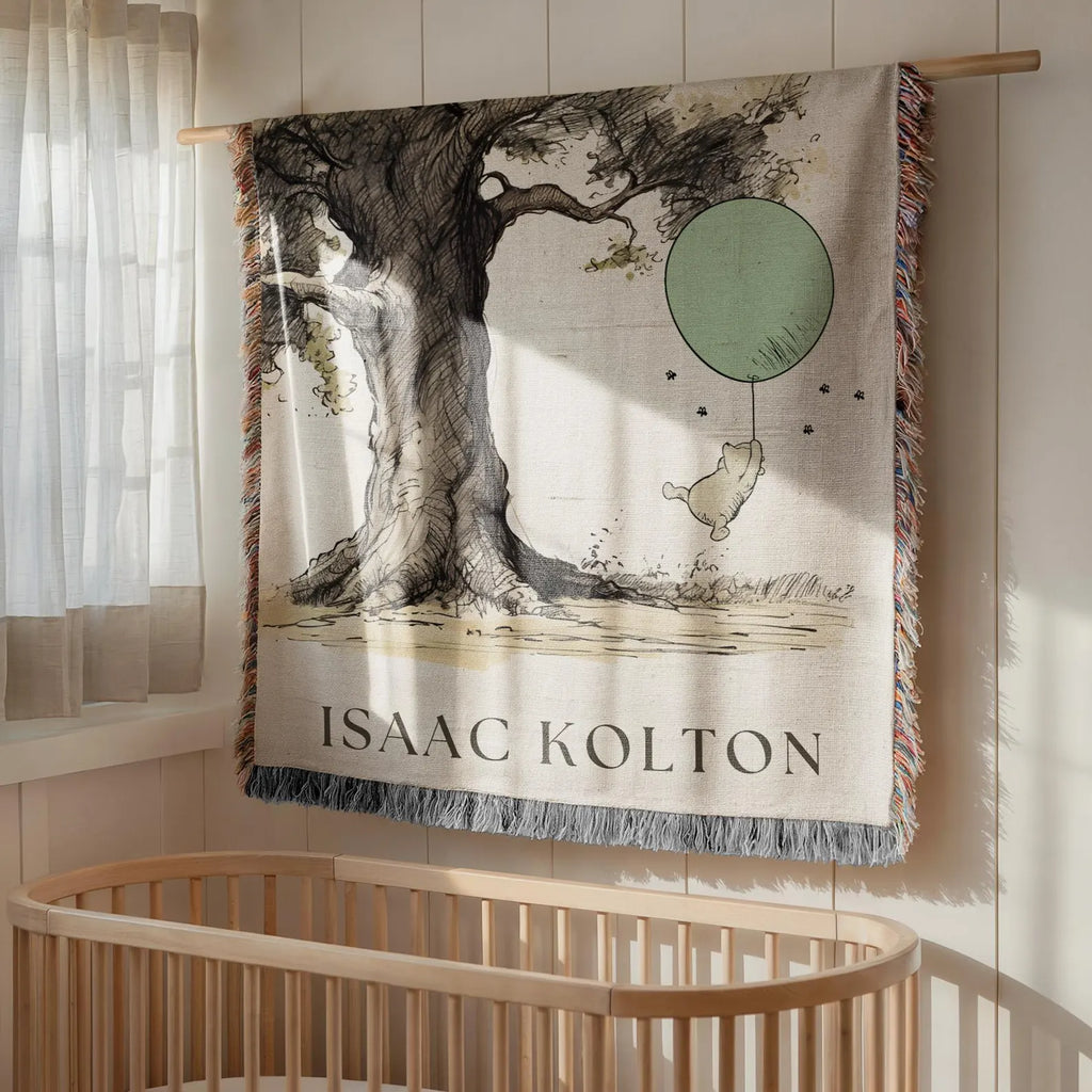 Winnie the Pooh Vintage Baby Blanket | Hundred Acre Wood Nursery Decor