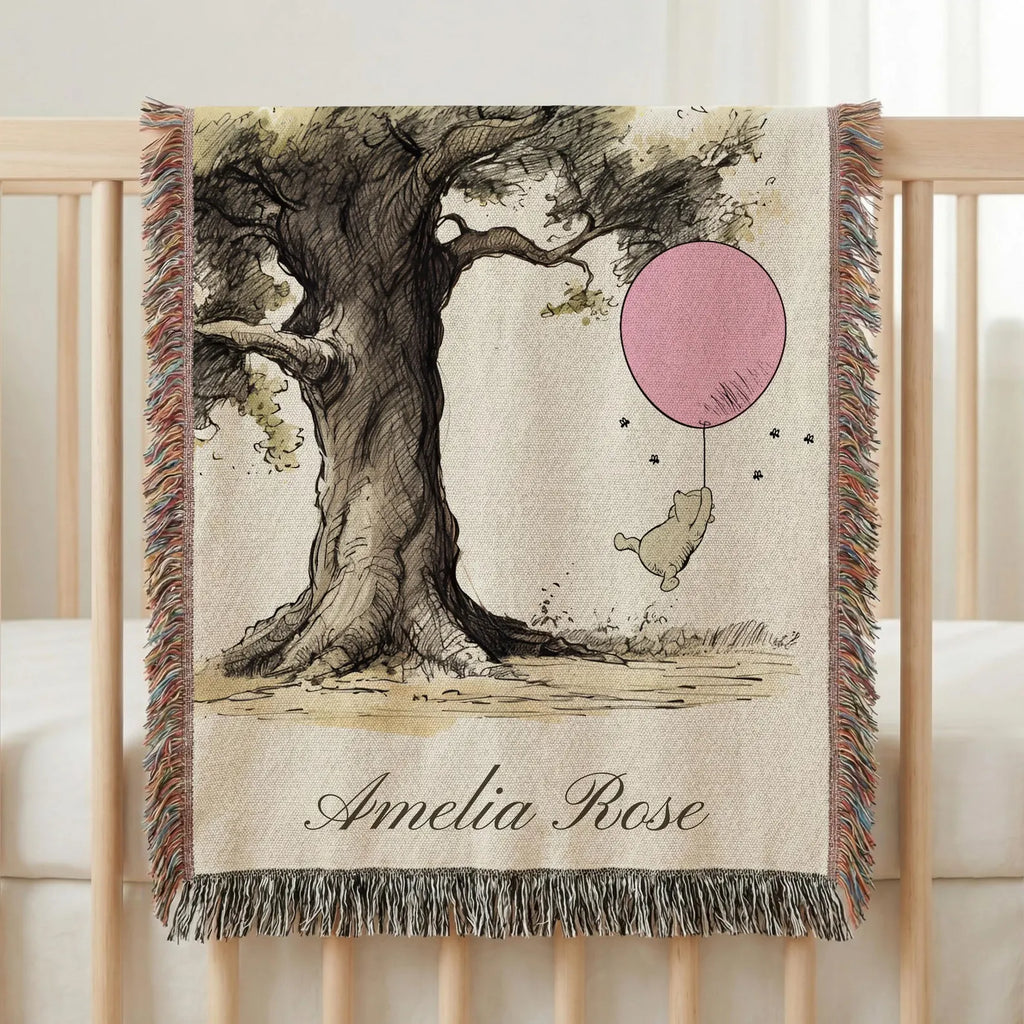 Winnie the Pooh Vintage Baby Blanket | Hundred Acre Wood Nursery Decor