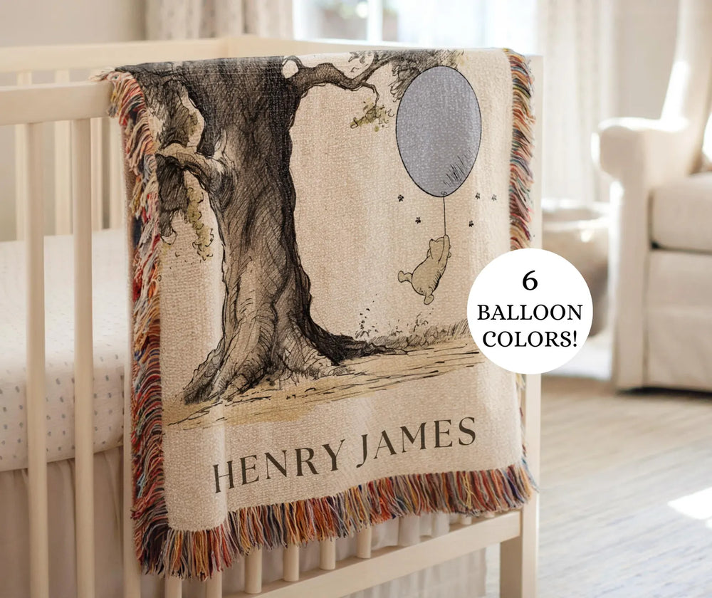 Winnie the Pooh Vintage Baby Blanket | Hundred Acre Wood Nursery Decor