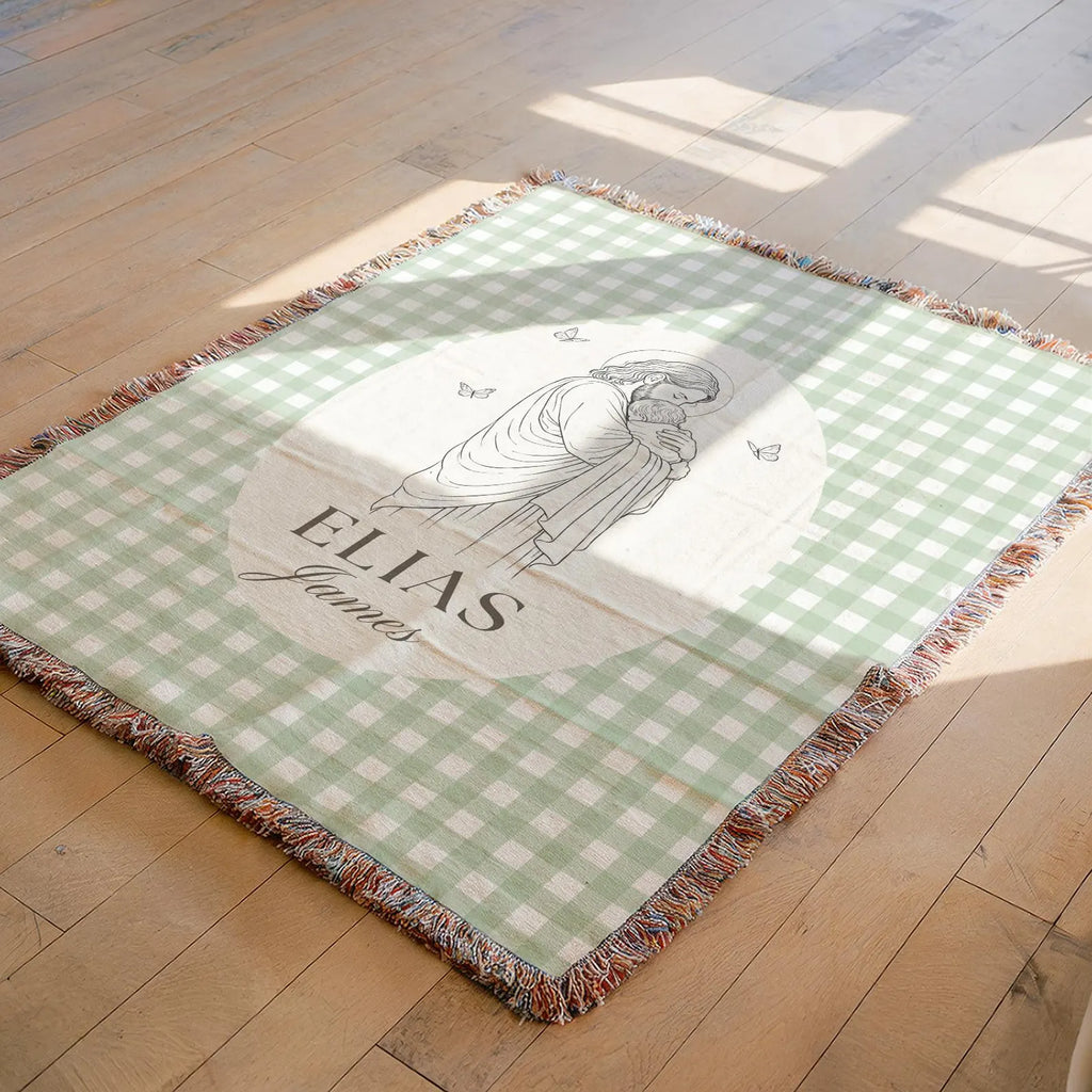 Personalized Jesus Baby Blanket | Christian Baptism Gift for Baby