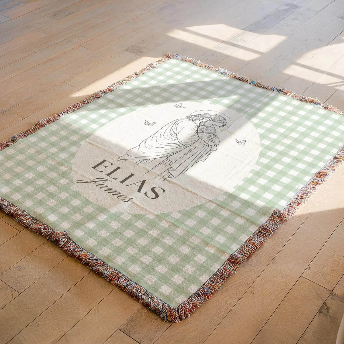Personalized Jesus Baby Blanket | Christian Baptism Gift for Baby