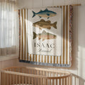 Custom Woven Fishing Baby Blanket with Stripes