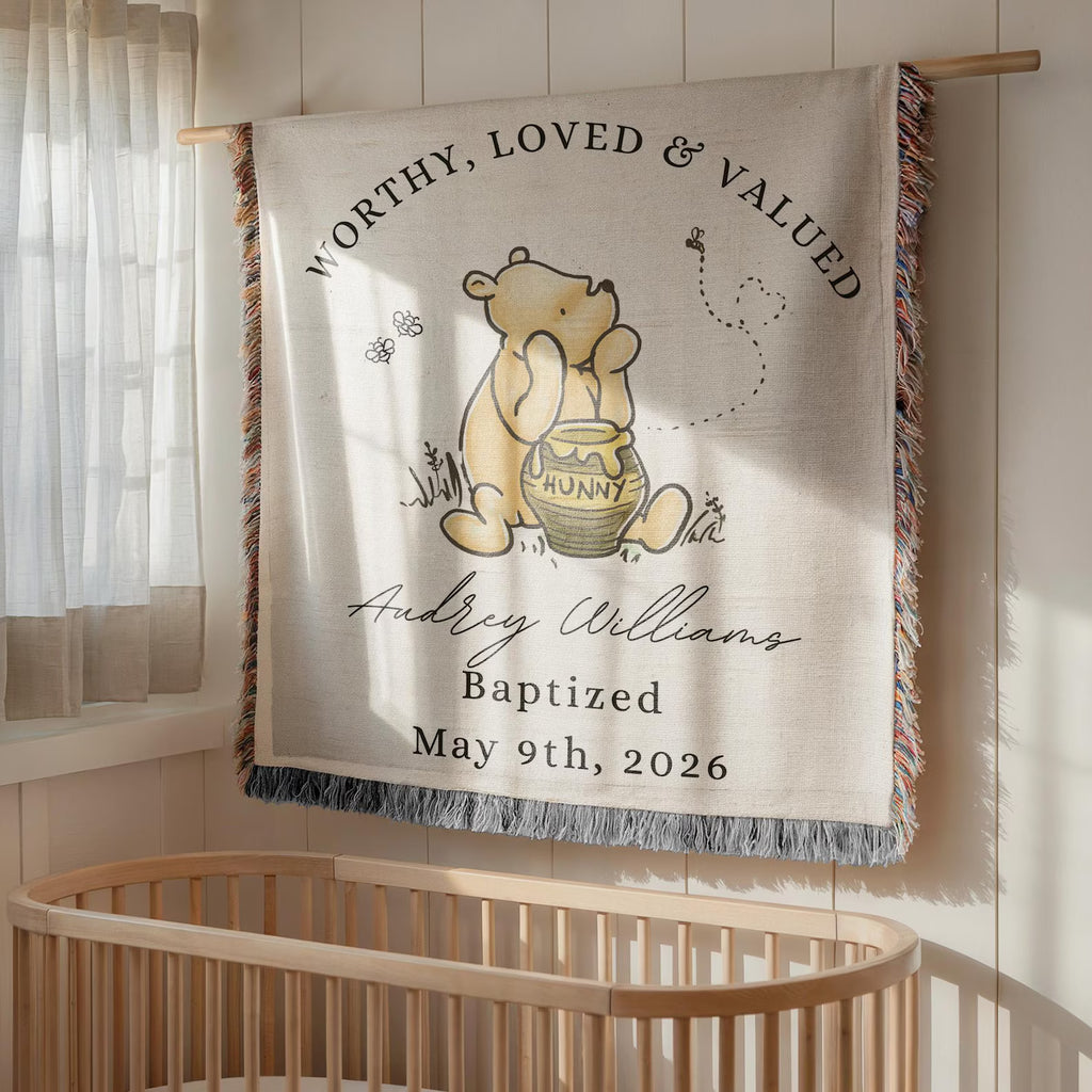Custom Woven Baptism Blanket Scripture Quote