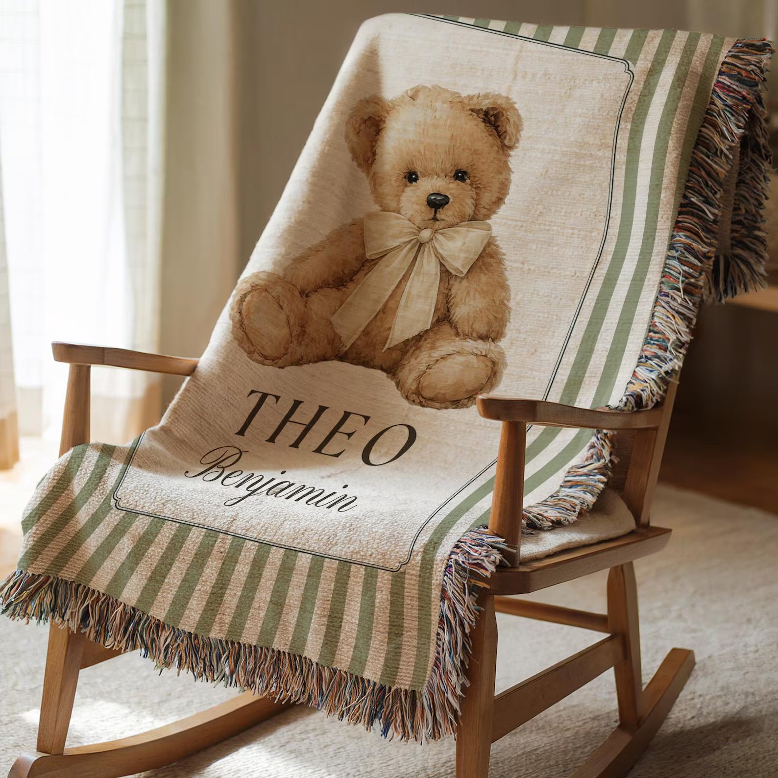 Custom Woven Teddy Bear Baby Blanket