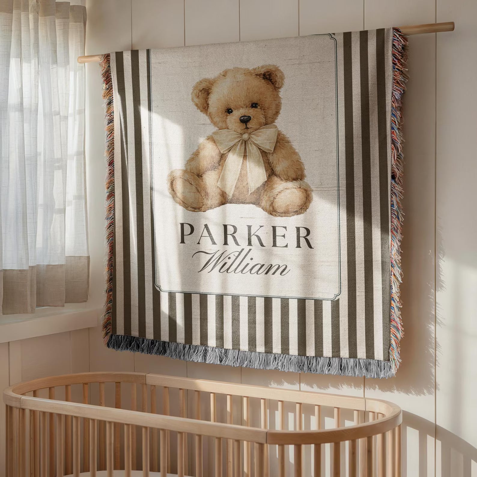 Custom Woven Teddy Bear Baby Blanket