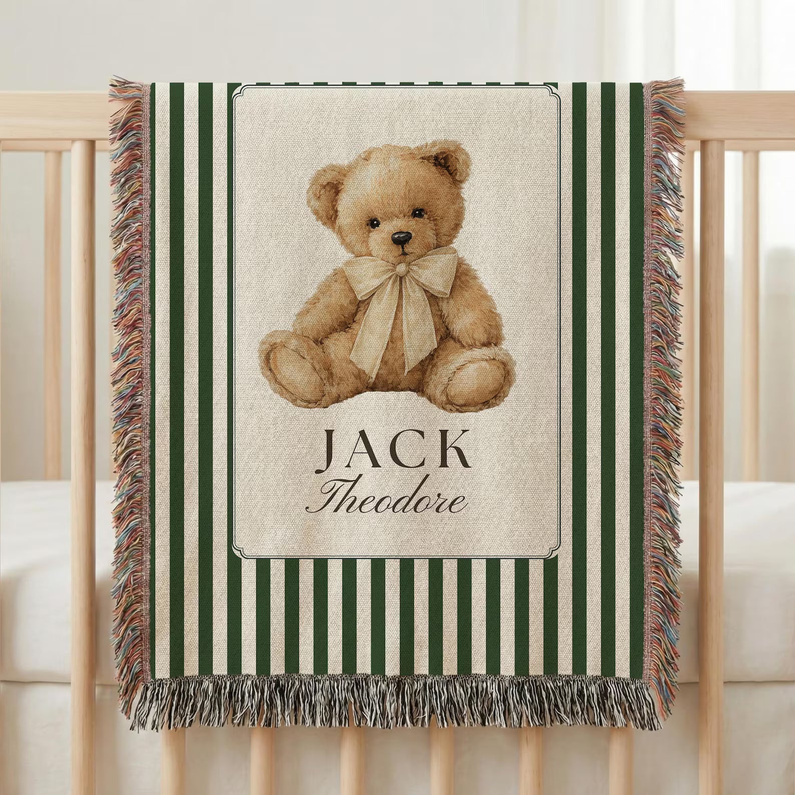 Custom Woven Teddy Bear Baby Blanket